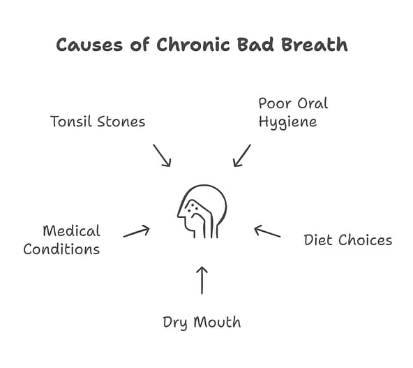 The Ultimate Guide to Understanding and Treating Bad Breath (Halitosis) - visual selection Diagram illustrating various causes of Chronic bad breath